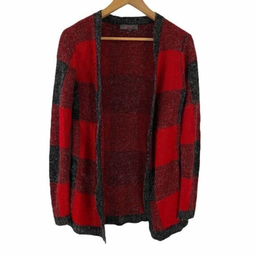 Marled Reunited Clothing Red Gray Plaid Cardigan